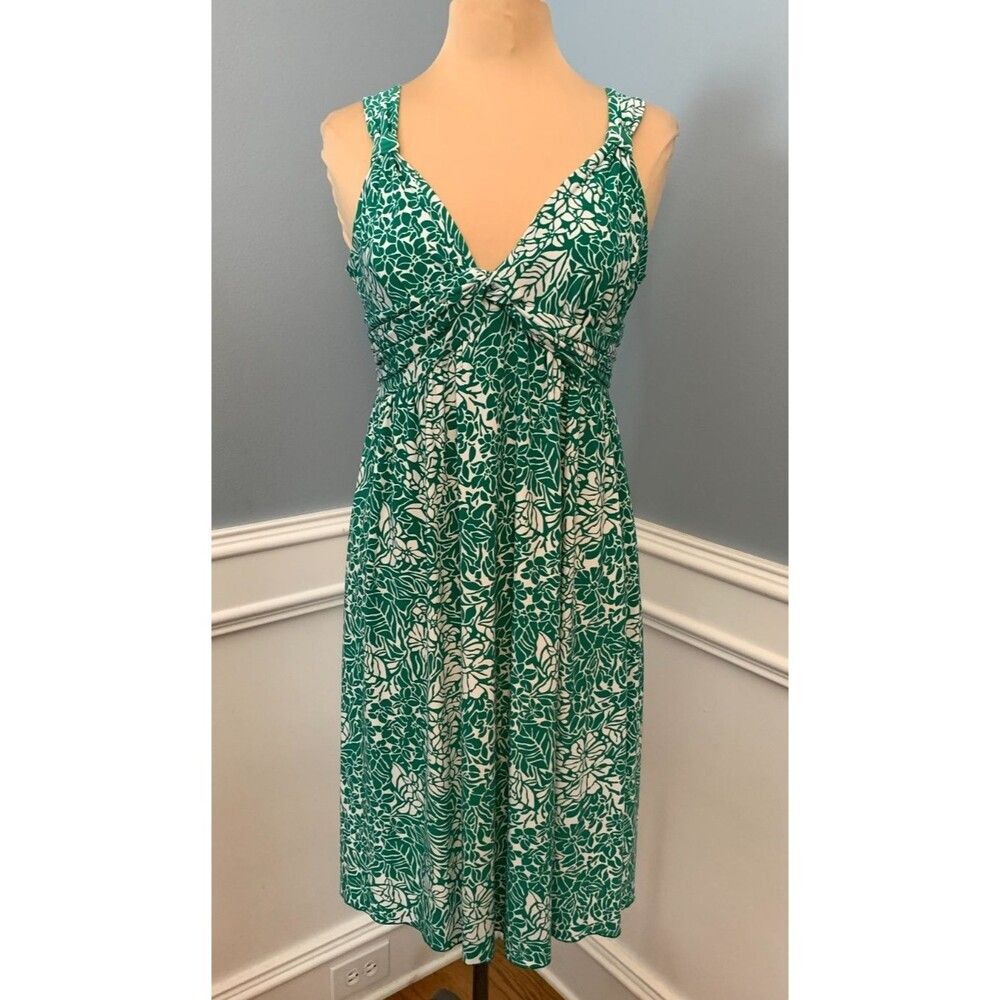 Daisy Fuentes Dress Womens M Fit & Flare Sleeveless V-Neck Midi Floral Stretch